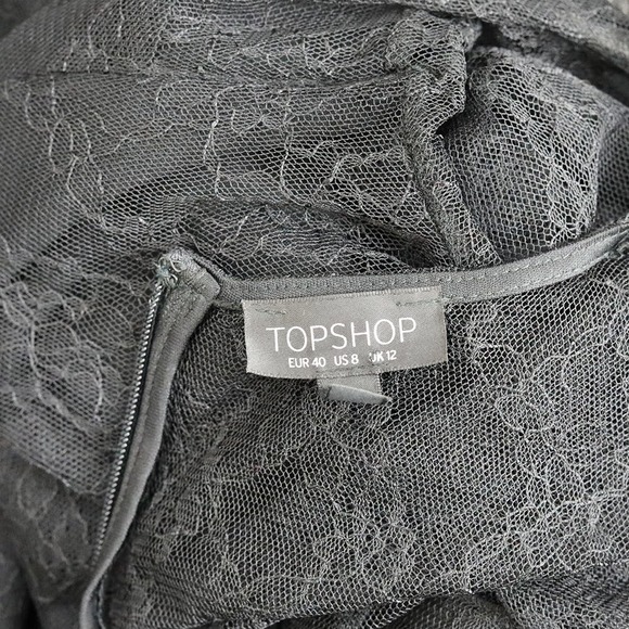 Sophisticated Topshop Black Lace Overlay Dress with Long Sleeves - Picture 4 of 6